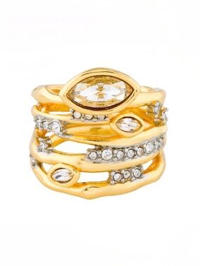 NEW Alexis Bittar Crystal Asteria Nova Cocktail Ring Size 6.5 JL10